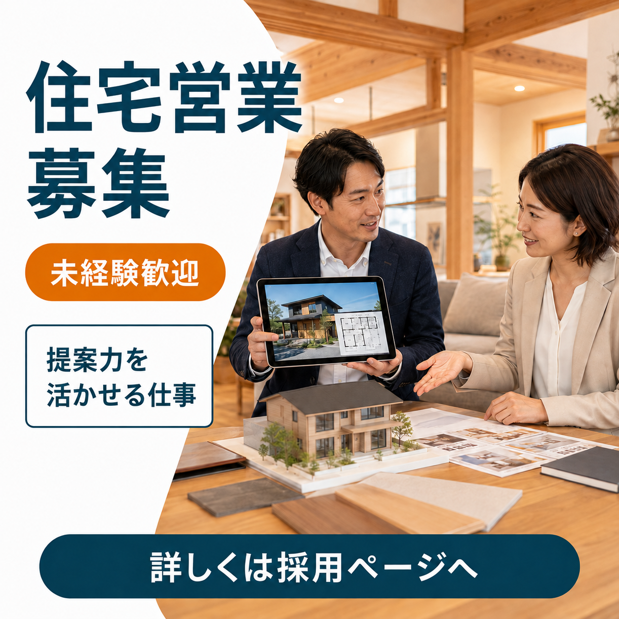 【住宅営業未経験者】月給20万円~30万円ノルマ&基本残業なし/賞与年2回・退職金制度あり