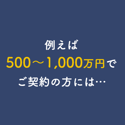 例えば500～1,000万円でご契約の方には…