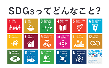 SDGsってどんなこと？　詳しくはこちら　リンクバナー